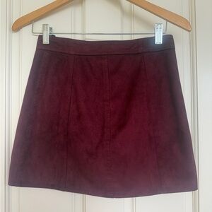 Forever 21 Burgundy Front-Zip A-Line Mini Skirt